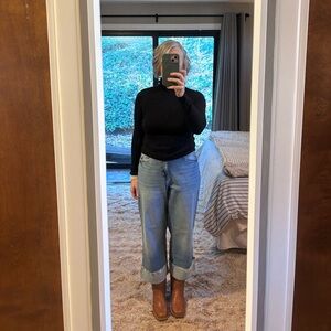 Classic Blue Wide Leg Cropped Jeans